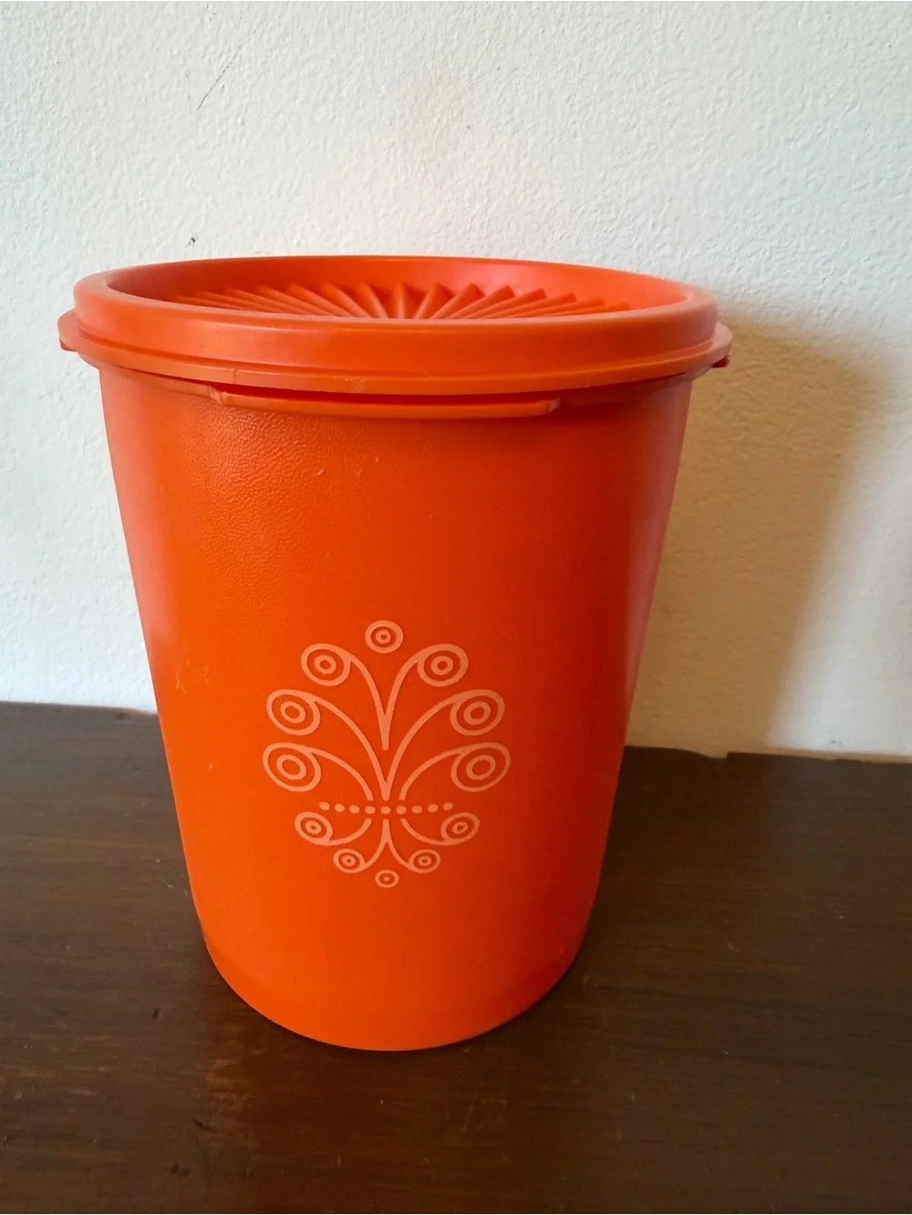 Vintage Orange Decorative Tupperware Container - Home Accents
